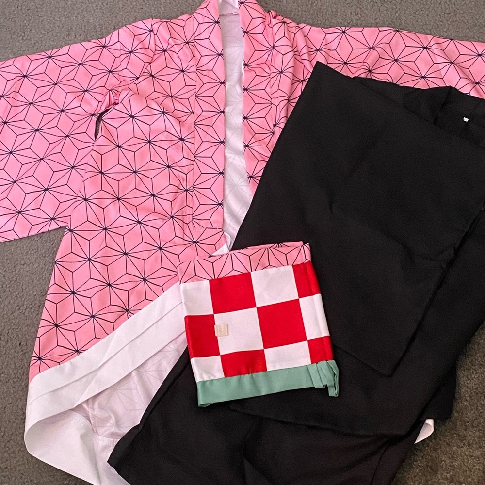Nezuko Kamado Demon Slayer anime cosplay -5 piece set +free socks, hair tie, etc